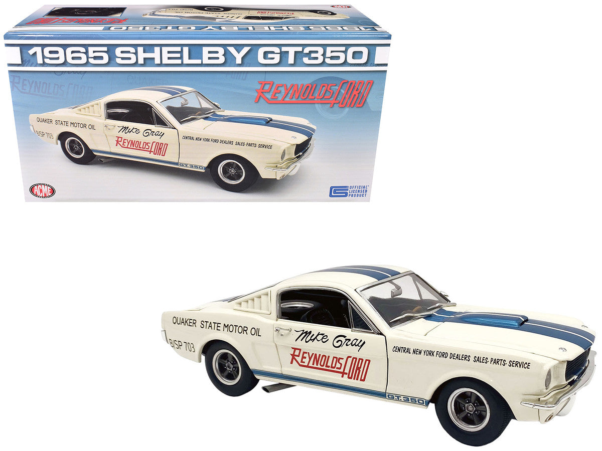 1965 Shelby GT350 "Reynolds Ford" White with Blue Stripes Limited Edition to 204 pieces Worldwide 1/18 Diecast Model Car by ACME LuxuryLifeWay Online Store