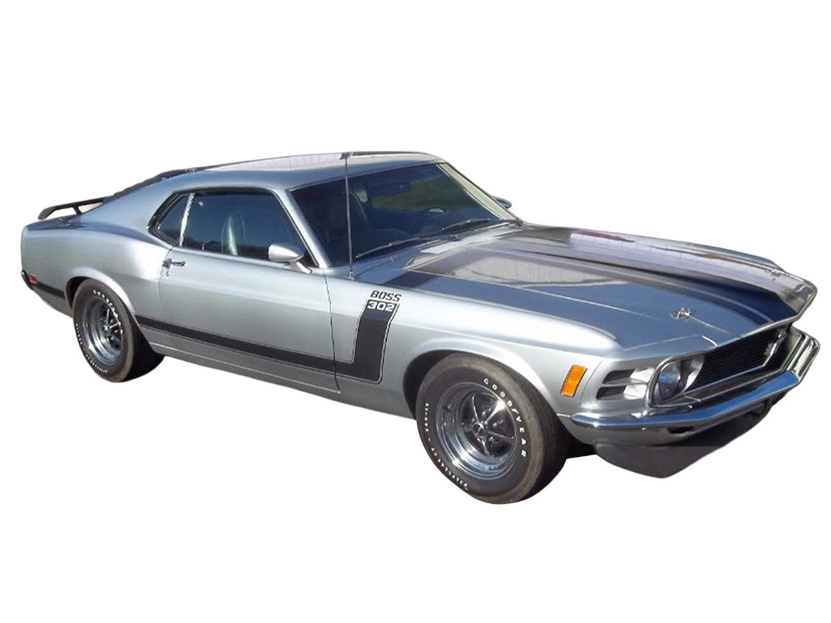 1970 Ford Mustang BOSS 302 "Special Order" Light Silver Metallic with Black Stripes Limited Edition to 302 pieces Worldwide 1/18 Diecast Model Car by ACME LuxuryLifeWay Online Store
