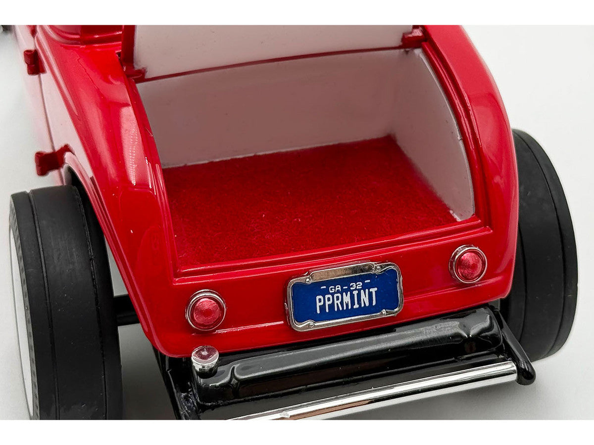 1932 Ford 3 Window Coupe "Peppermint Twist" Red with White Graphics Limited Edition to 372 pieces Worldwide 1/18 Diecast Model Car by ACME LuxuryLifeWay Online Store