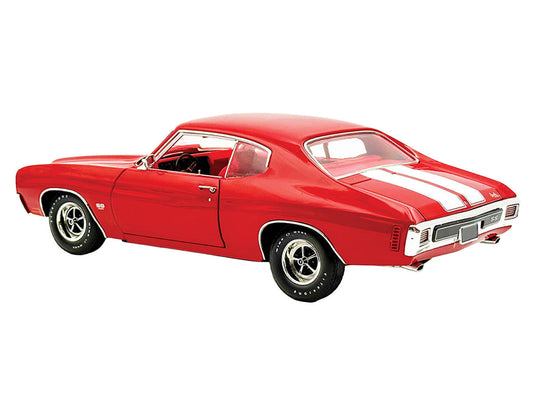 1970 Chevrolet Chevelle SS 454 LS6 Cranberry Red with White Stripes and Red Interior Limited Edition to 454 pieces Worldwide 1/18 Diecast Model Car by ACME LuxuryLifeWay Online Store