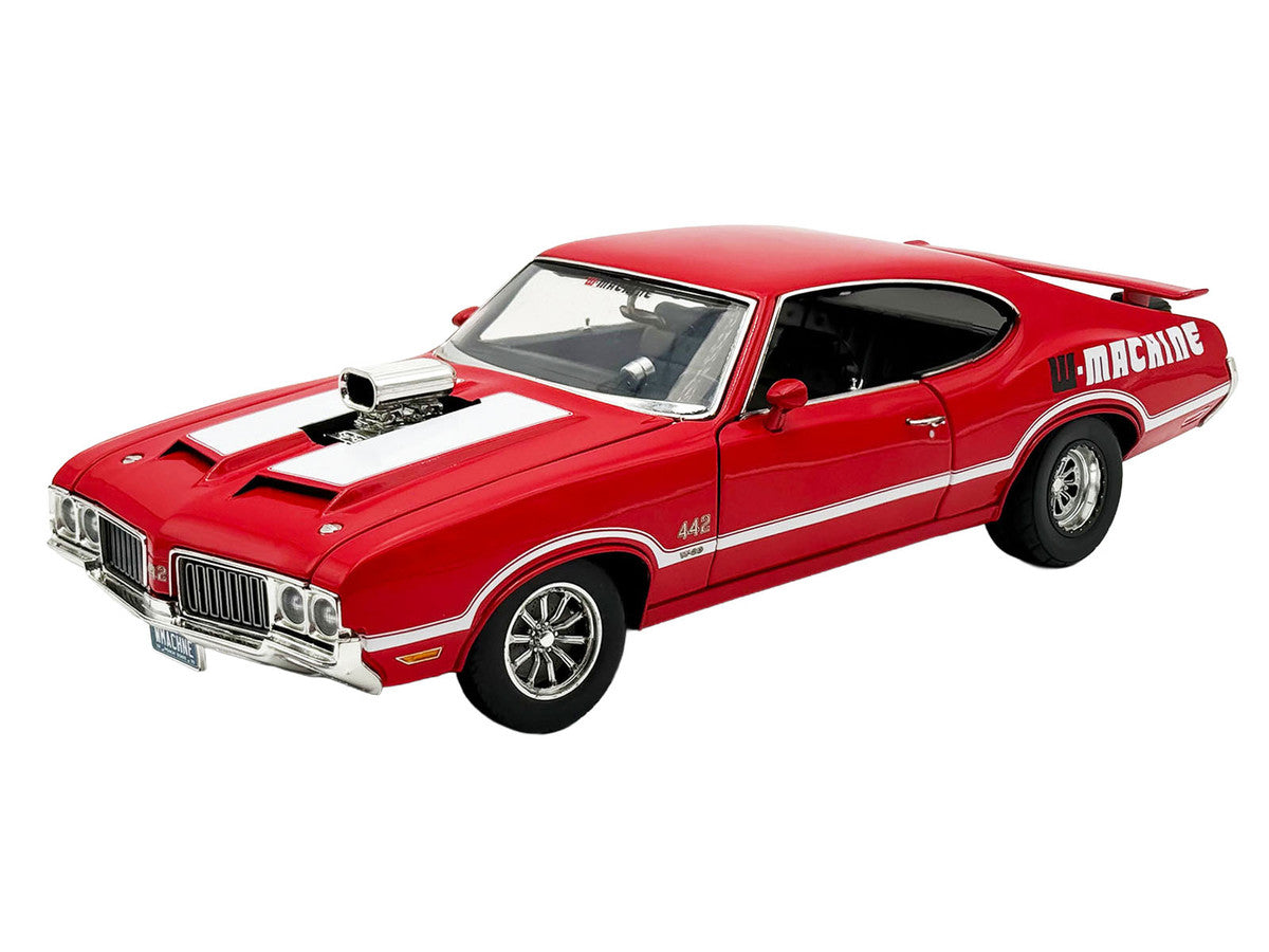 1970 Oldsmobile 442 W30 "W-Machine - Drag Outlaws" Red with White Stripes Limited Edition to 300 pieces Worldwide 1/18 Diecast Model Car by ACME LuxuryLifeWay Online Store