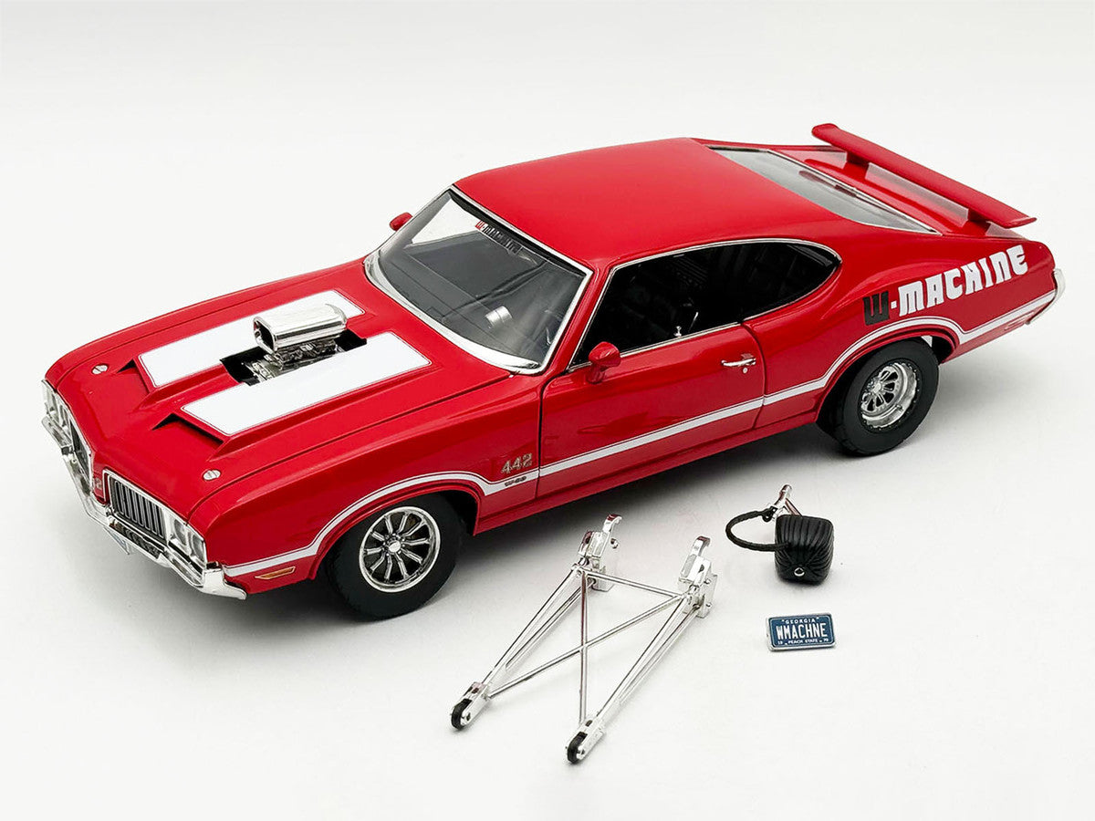 1970 Oldsmobile 442 W30 "W-Machine - Drag Outlaws" Red with White Stripes Limited Edition to 300 pieces Worldwide 1/18 Diecast Model Car by ACME LuxuryLifeWay Online Store