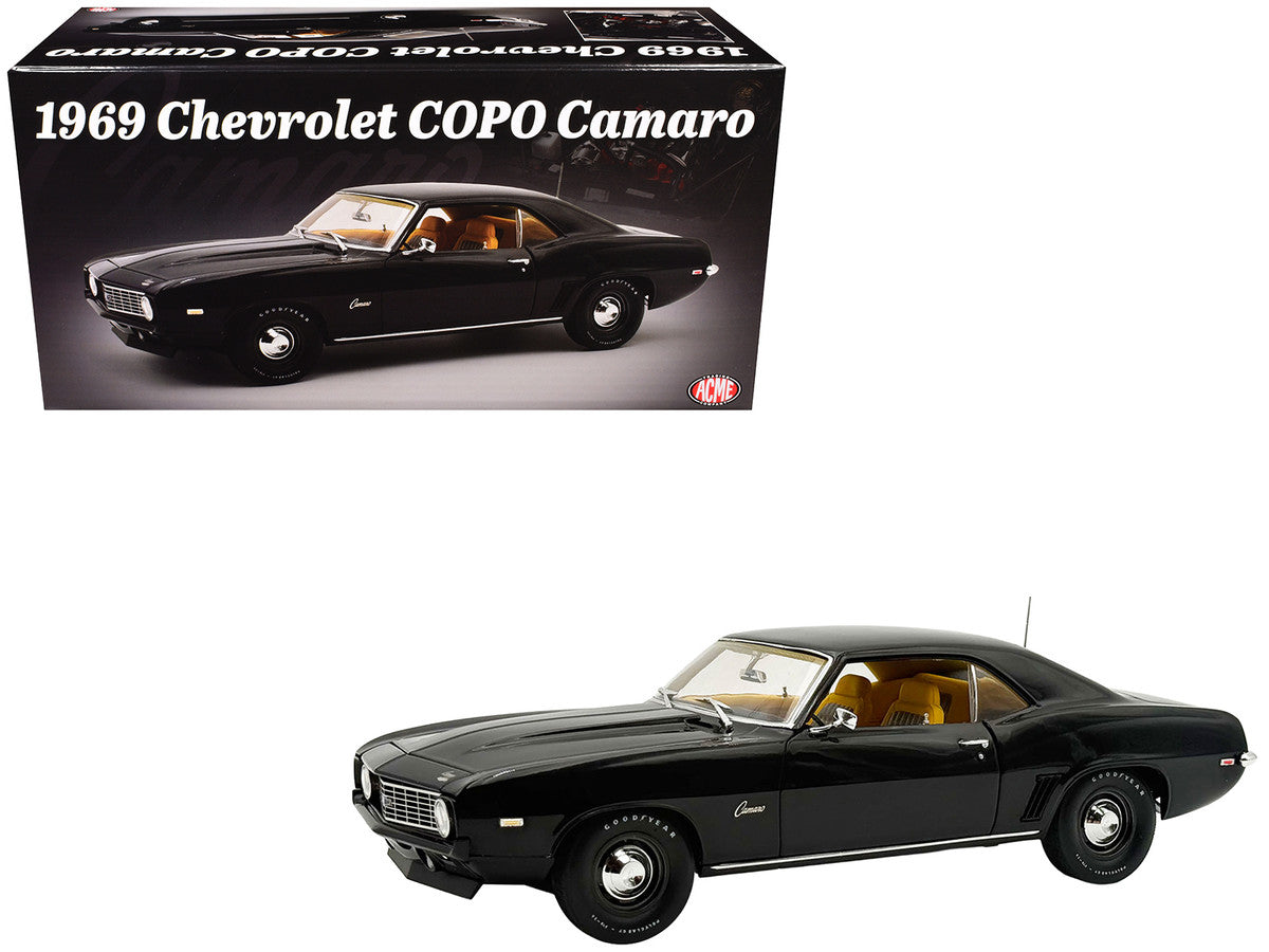 1969 Chevrolet COPO Camaro Tuxedo Black with Yellow Interior Limited Edition to 402 pieces Worldwide 1/18 Diecast Model Car by ACME LuxuryLifeWay Online Store