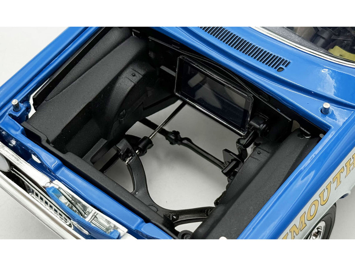 1966 Plymouth Barracuda "Hemi Hustler" Blue with White Stripes Limited Edition to 374 pieces Worldwide 1/18 Diecast Model Car by ACME LuxuryLifeWay Online Store