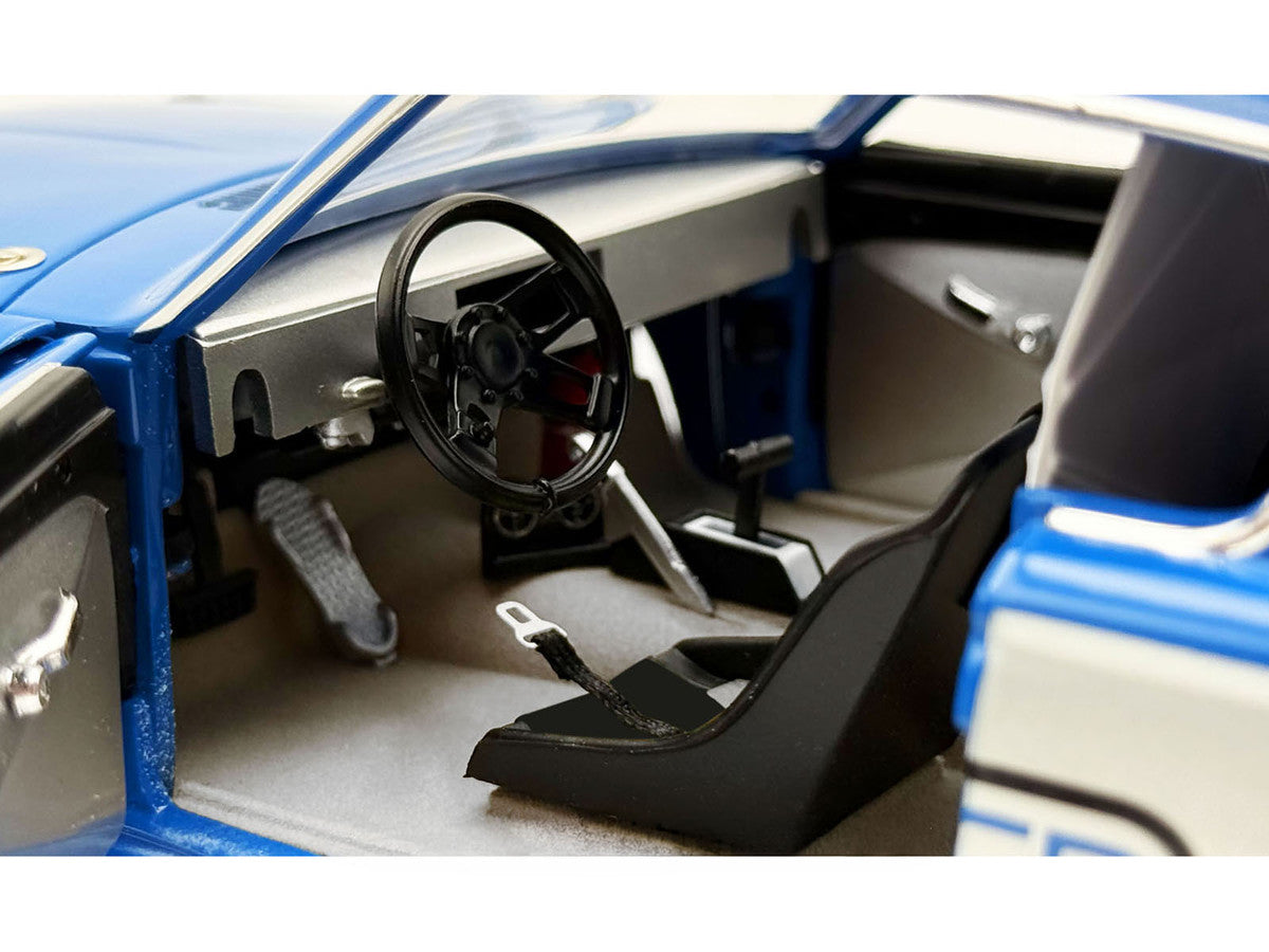 1966 Plymouth Barracuda "Hemi Hustler" Blue with White Stripes Limited Edition to 374 pieces Worldwide 1/18 Diecast Model Car by ACME LuxuryLifeWay Online Store