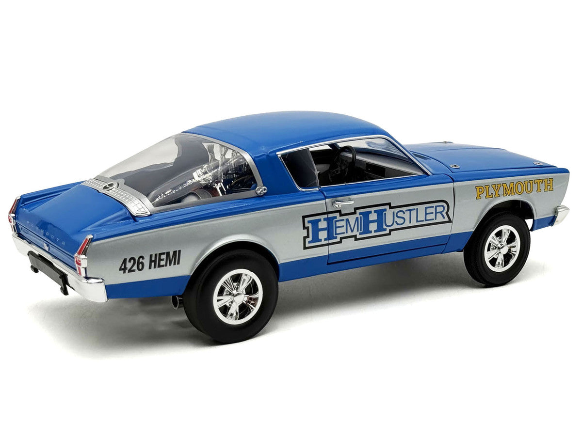 1966 Plymouth Barracuda "Hemi Hustler" Blue with White Stripes Limited Edition to 374 pieces Worldwide 1/18 Diecast Model Car by ACME LuxuryLifeWay Online Store