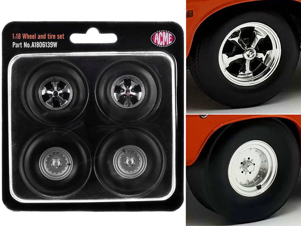 "Centerline/Keystone" Wheel and Tire Set of 4 pieces from 1970 Plymouth HEMI Cuda for 1/18 Scale Models by ACME LuxuryLifeWay Online Store