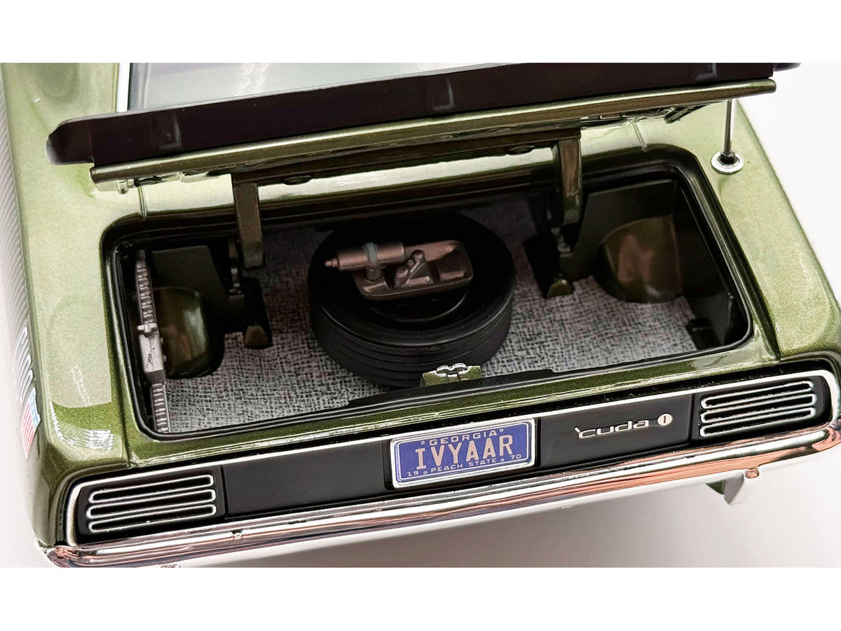 1970 Plymouth AAR Cuda Ivy Green Metallic with Black Stripes and Green Interior Limited Edition to 576 pieces Worldwide 1/18 Diecast Model Car by ACME LuxuryLifeWay Online Store