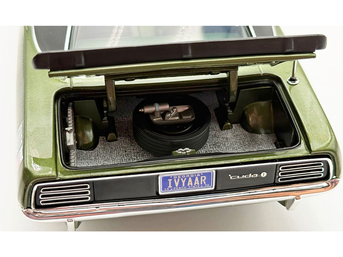 1970 Plymouth AAR Cuda Ivy Green Metallic with Black Stripes and Black Vinyl Top with Green Interior Limited Edition to 448 pieces Worldwide 1/18 Diecast Model Car by ACME LuxuryLifeWay Online Store