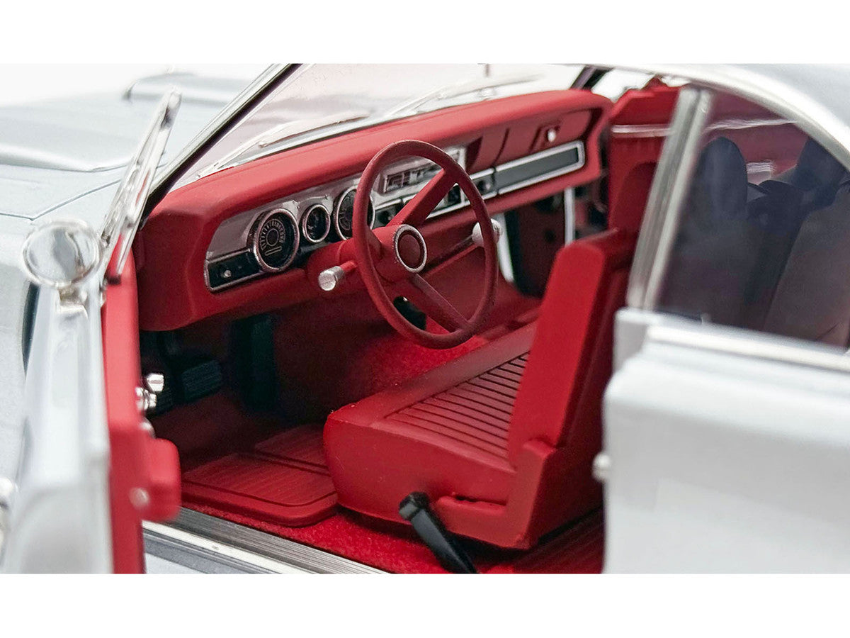 1970 Dodge Dart 440 Street Machine Titanium Silver Metallic with Red Tail Stripe and Red Interior Limited Edition to 594 pieces Worldwide 1/18 Diecast Model Car by ACME LuxuryLifeWay Online Store