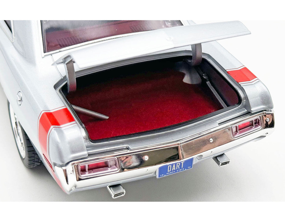 1970 Dodge Dart 440 Street Machine Titanium Silver Metallic with Red Tail Stripe and Red Interior Limited Edition to 594 pieces Worldwide 1/18 Diecast Model Car by ACME LuxuryLifeWay Online Store