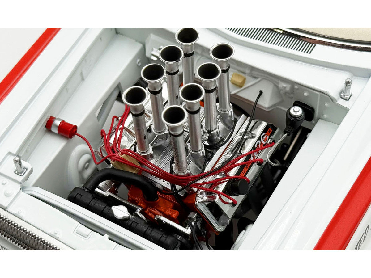 1965 Dodge Coronet AWB "Mr. Tomato" White with Red Stripes Limited Edition to 408 pieces Worldwide 1/18 Diecast Model Car by ACME LuxuryLifeWay Online Store