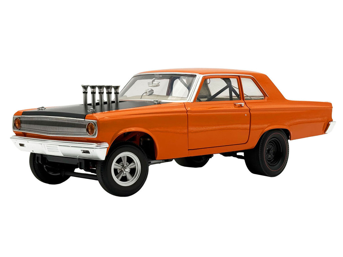 1965 Dodge Coronet AWB "Go Man Go" Go Mango Orange with Black Hood Limited Edition to 300 pieces Worldwide 1/18 Diecast Model Car by ACME LuxuryLifeWay Online Store