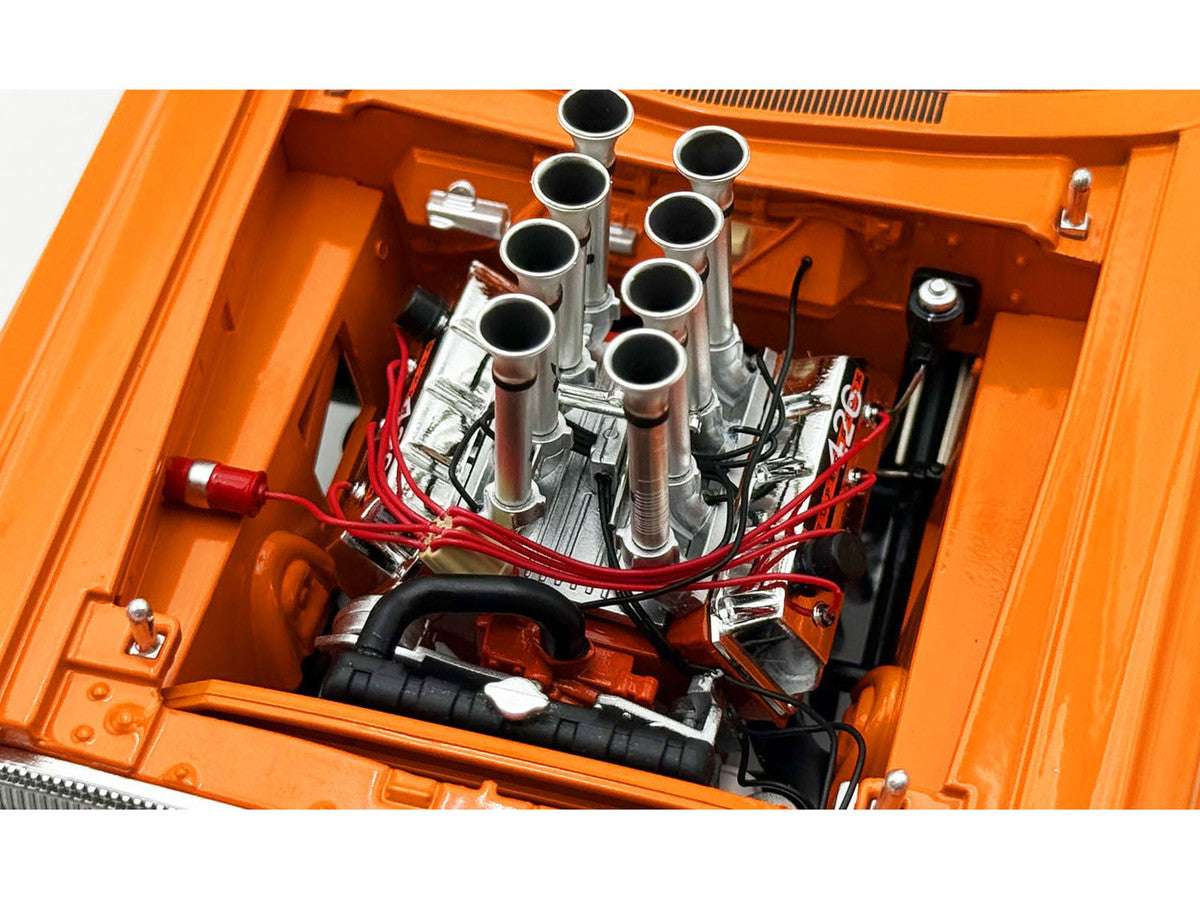 1965 Dodge Coronet AWB "Go Man Go" Go Mango Orange with Black Hood Limited Edition to 300 pieces Worldwide 1/18 Diecast Model Car by ACME LuxuryLifeWay Online Store