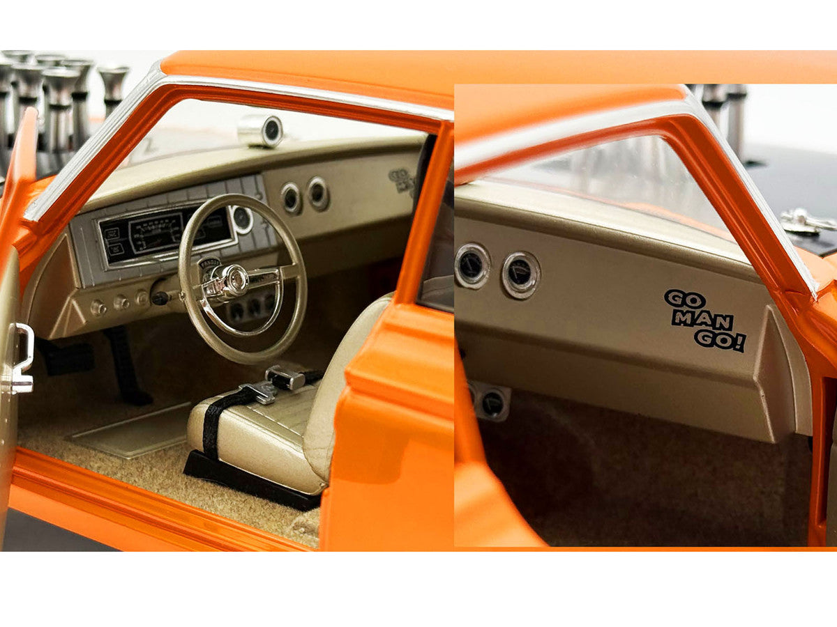 1965 Dodge Coronet AWB "Go Man Go" Go Mango Orange with Black Hood Limited Edition to 300 pieces Worldwide 1/18 Diecast Model Car by ACME LuxuryLifeWay Online Store