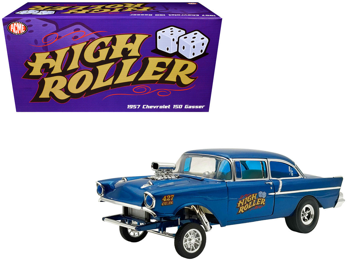 1957 Chevrolet 150 Gasser "High Roller" Blue Metallic Limited Edition to 300 pieces Worldwide 1/18 Diecast Model Car by ACME LuxuryLifeWay Online Store