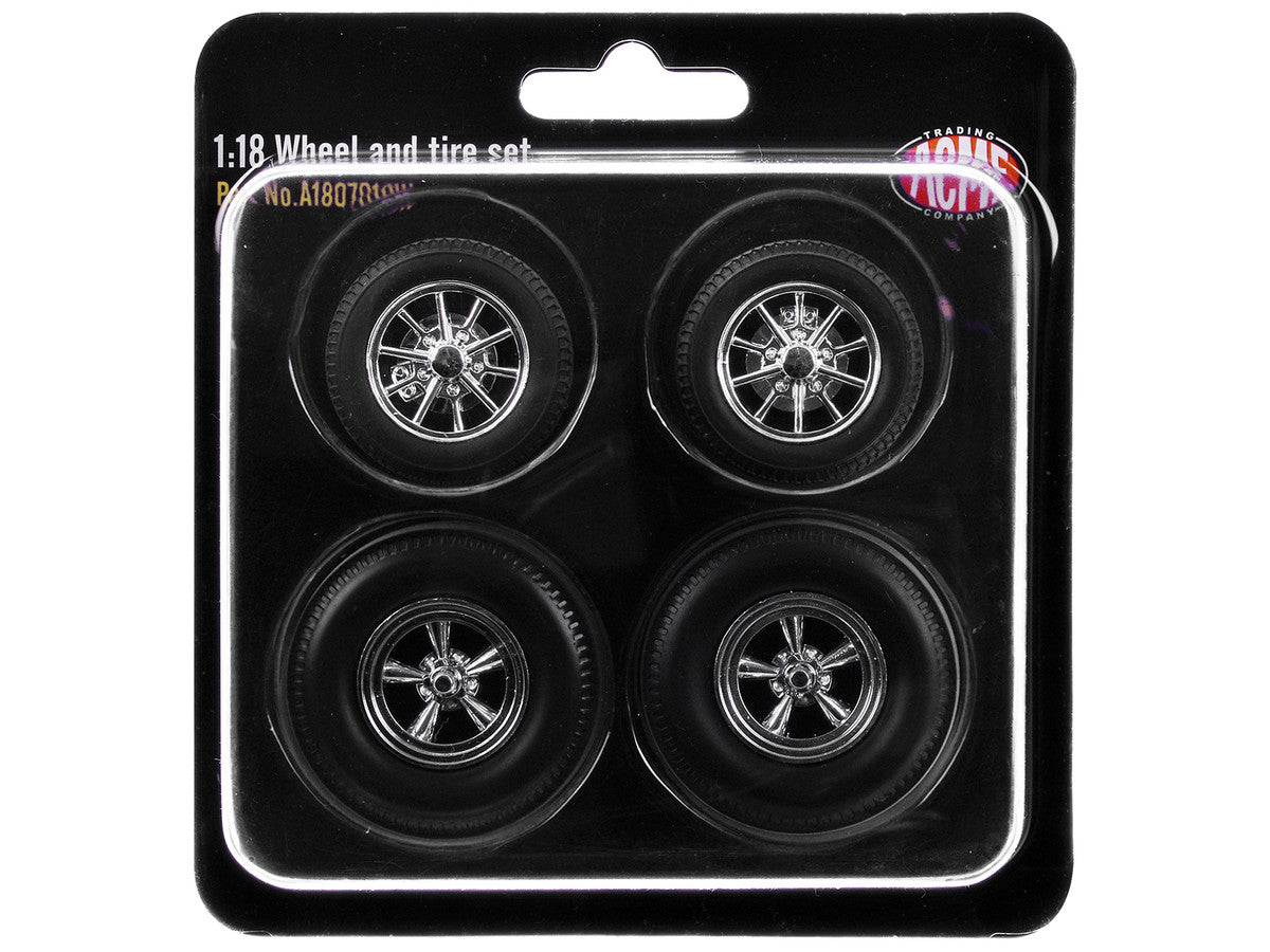 "Drag" Wheel and Tire Set of 4 pieces from "1957 Chevrolet 150 Gasser 'High Roller'" for 1/18 Scale Models by ACME LuxuryLifeWay Online Store