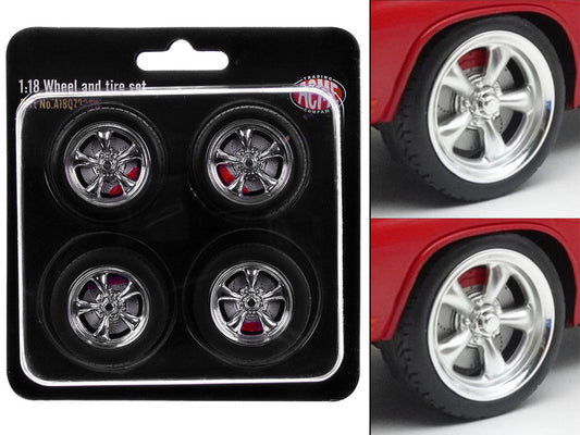 "Torque Thrust" Wheel and Tire Set of 4 pieces from "1967 Chevrolet C-10 Custom Pickup Truck" for 1/18 Scale Models by ACME LuxuryLifeWay Online Store