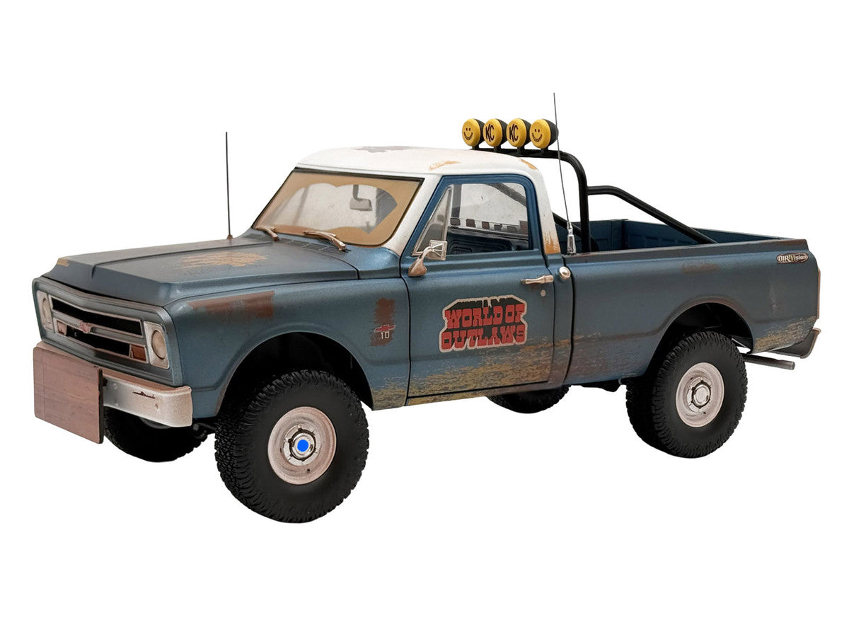 1967 Chevrolet K-10 Pickup Truck "World of Outlaws Push Truck" Blue (Rusted) with White Top Limited Edition to 378 pieces Worldwide 1/18 Model Car by ACME