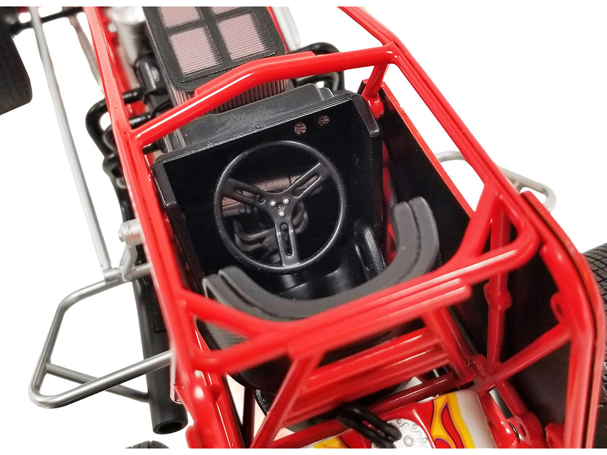 Winged Sprint Car #104+ Jeff Swindell "Octane Boost" Red with Graphics "National Sprint Car Hall of Fame" 1/18 Diecast Model Car by ACME LuxuryLifeWay Online Store