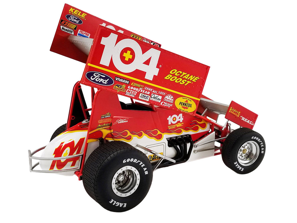 Winged Sprint Car #104+ Jeff Swindell "Octane Boost" Red with Graphics "National Sprint Car Hall of Fame" 1/18 Diecast Model Car by ACME LuxuryLifeWay Online Store