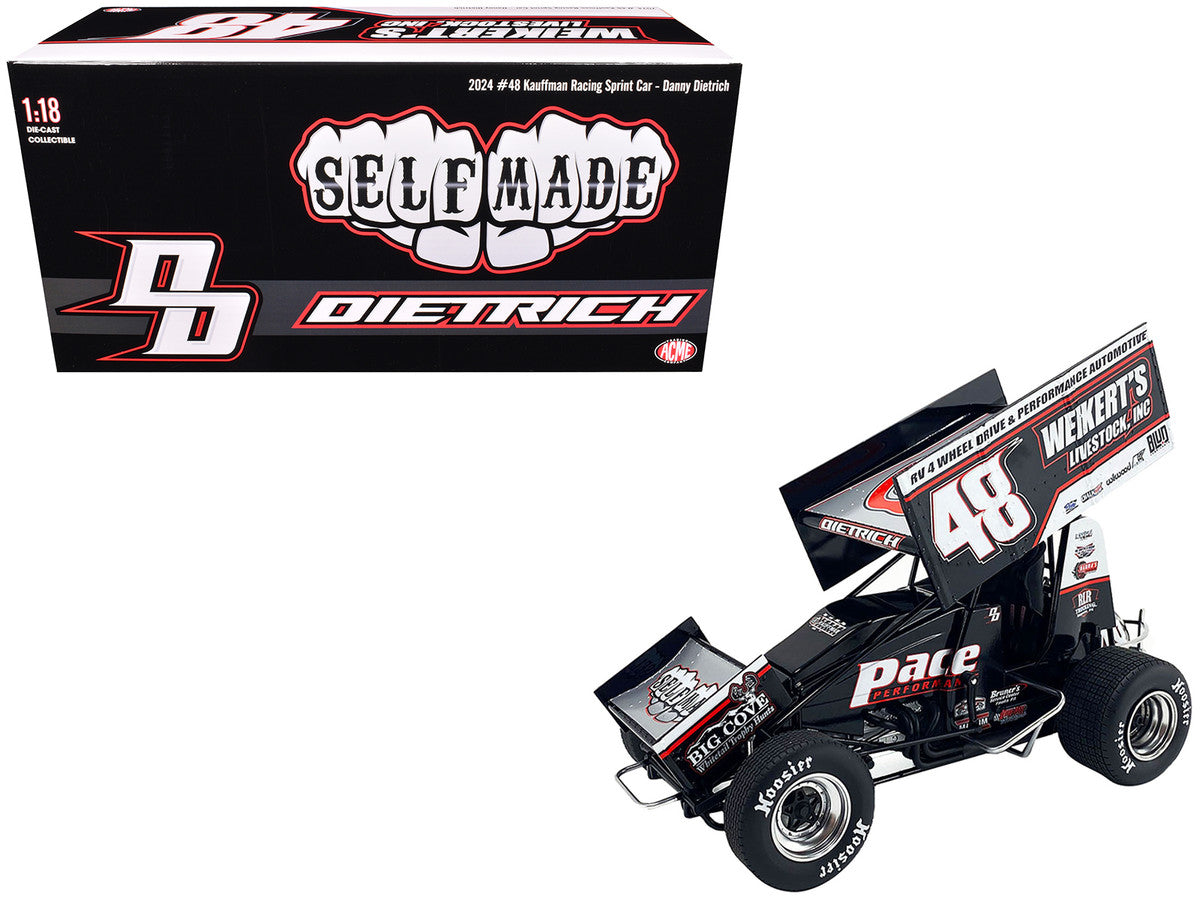 Winged Sprint Car #48 Danny Dietrich "Weikert's Livestock Inc." Gary Kauffman Racing (2024) 1/18 Diecast Model Car by ACME LuxuryLifeWay Online Store