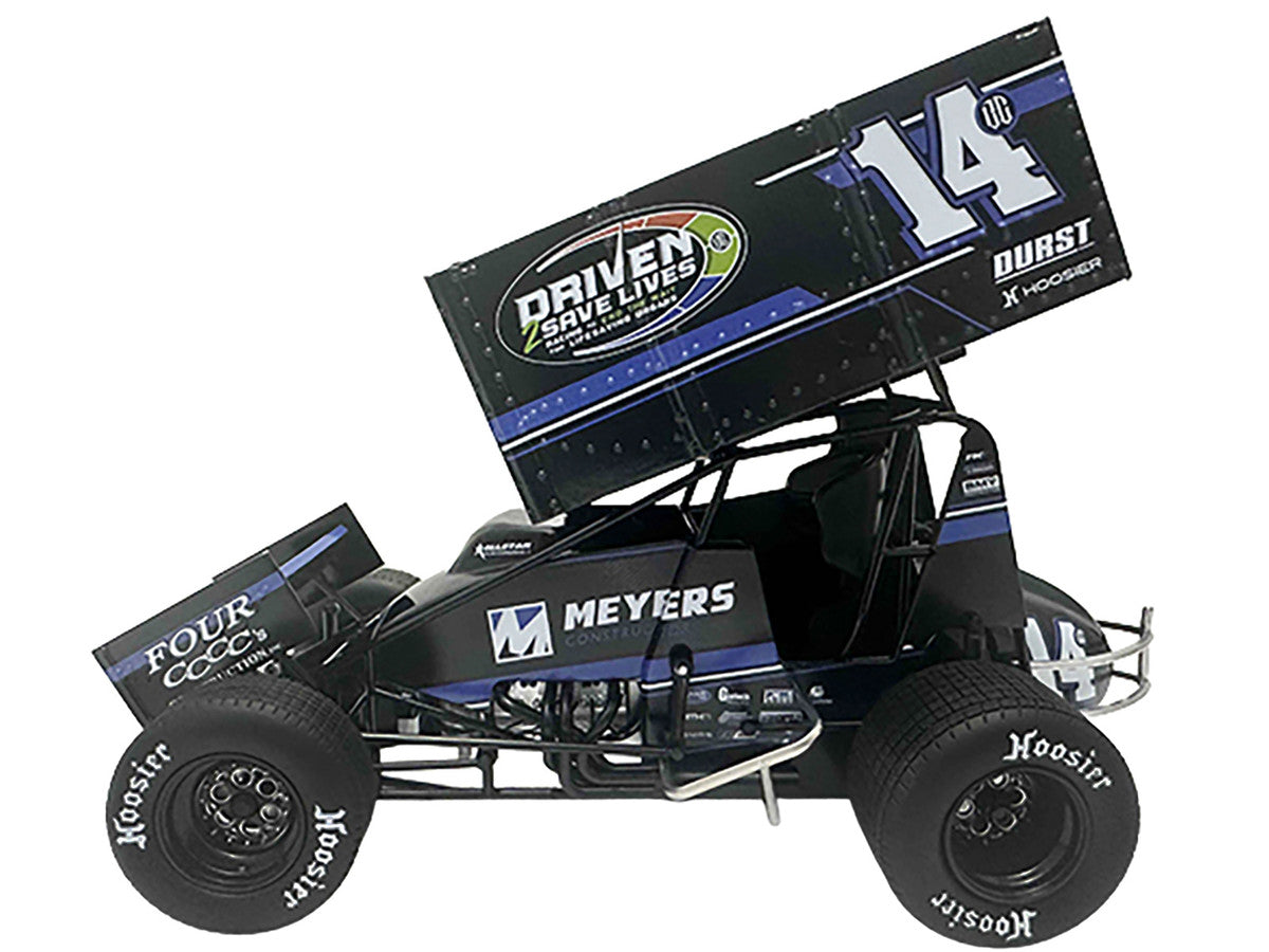 Winged Sprint Car #14CC Corey Day (Blue Version) "Driven 2 Save Lives" Jason Meyers Racing (2025) 1/18 Diecast Model Car by ACME LuxuryLifeWay Online Store