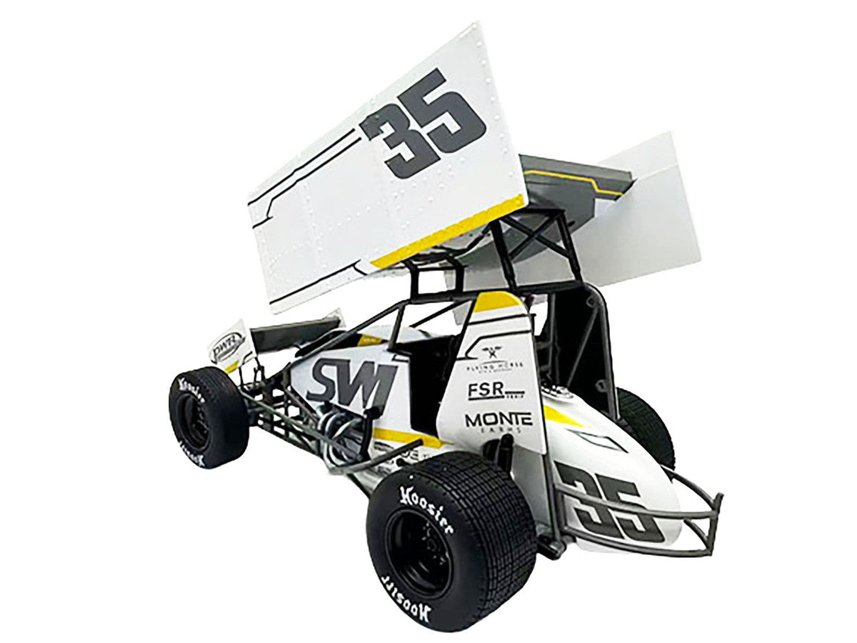 Winged Sprint Car #35 Jamie Veal "SWI Earthworks" White (2025) 1/18 Diecast Model Car by ACME LuxuryLifeWay Online Store