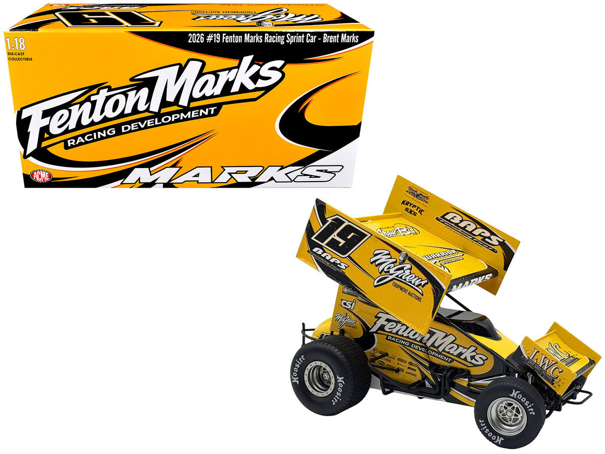 Winged Sprint Car #19 Brent Marks "Fenton Marks Racing" (2026) 1/18 Diecast Model Car by ACME LuxuryLifeWay Online Store