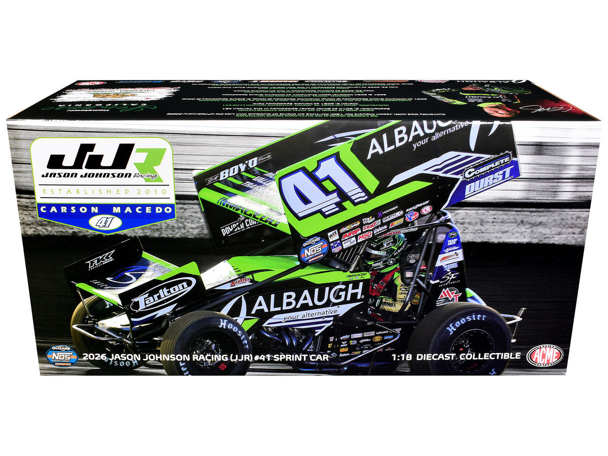 Winged Sprint Car #41 Carson Macedo "Albaugh" Jason Johnson Racing (2026) 1/18 Diecast Model Car by ACME LuxuryLifeWay Online Store