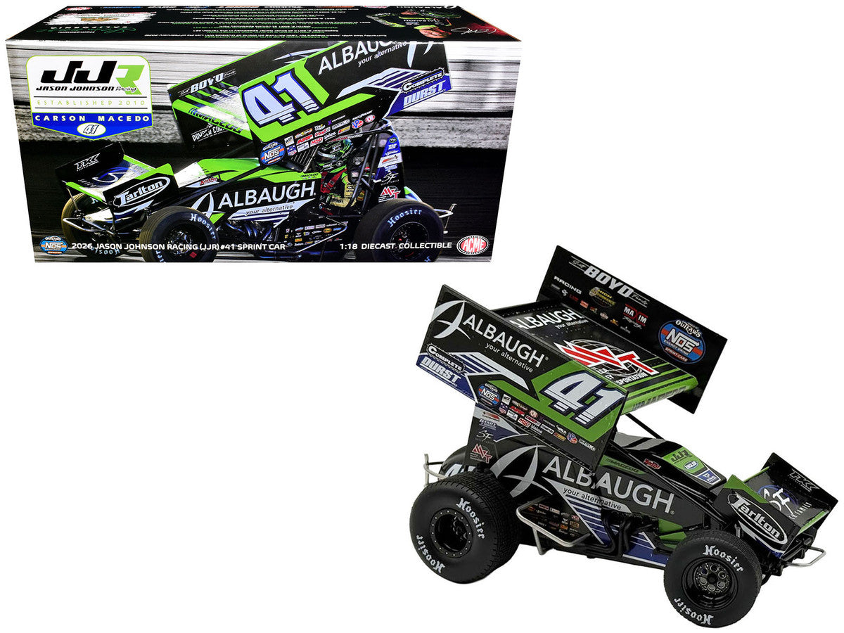 Winged Sprint Car #41 Carson Macedo "Albaugh" Jason Johnson Racing (2026) 1/18 Diecast Model Car by ACME LuxuryLifeWay Online Store