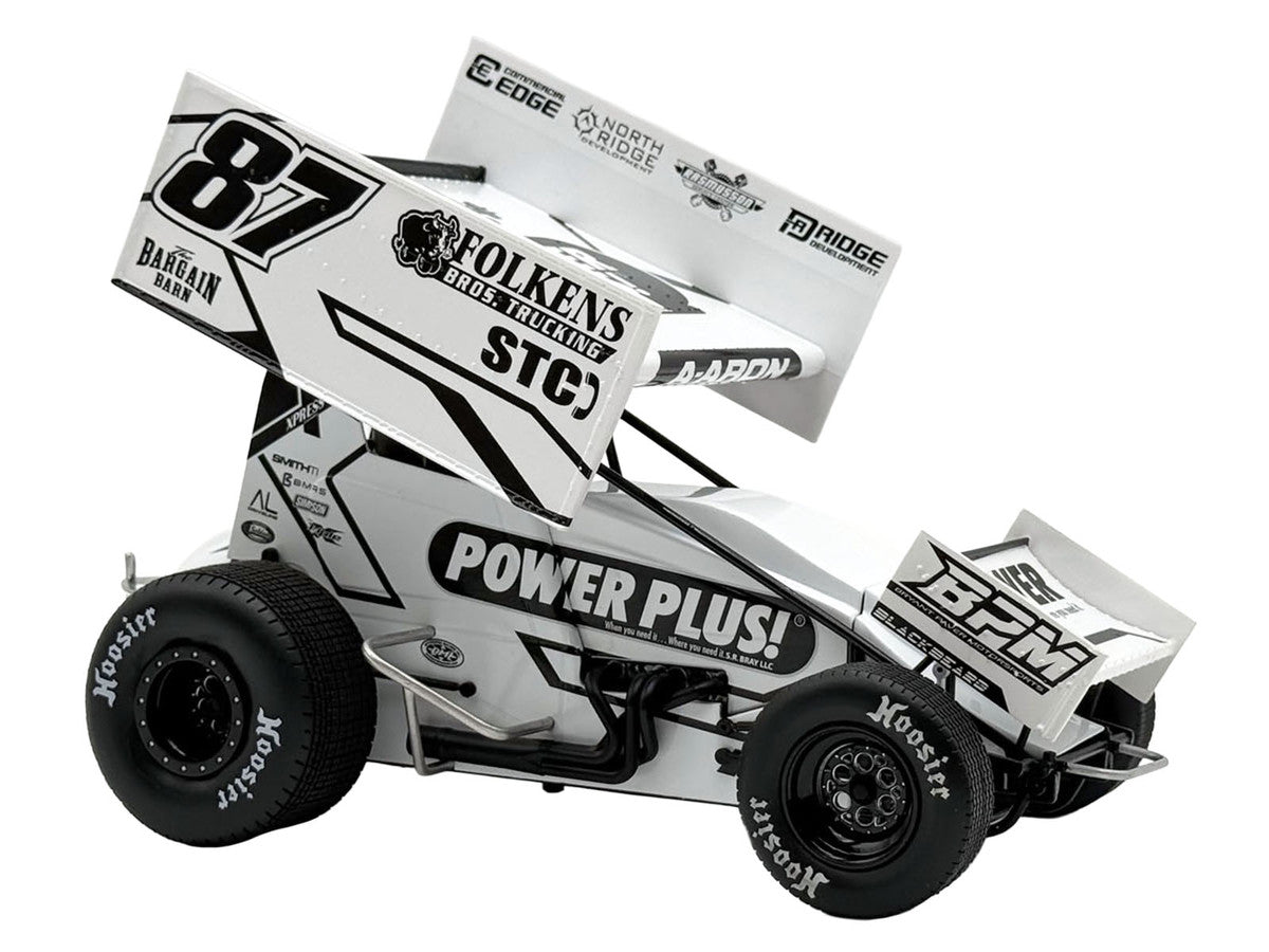 Winged Sprint Car #87 Aaron Reutzel "Power Plus" White (2026) 1/18 Diecast Model Car by ACME LuxuryLifeWay Online Store