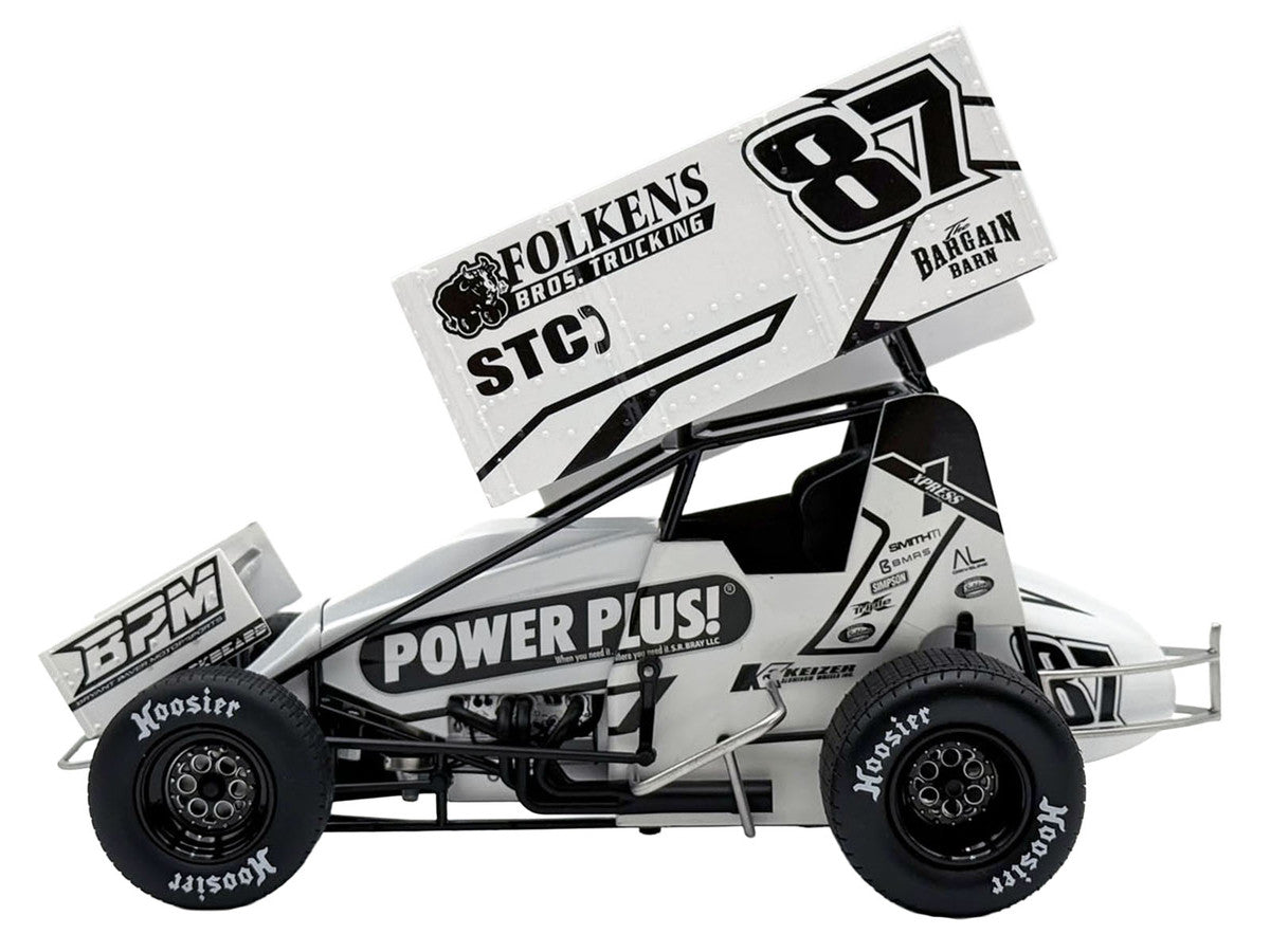 Winged Sprint Car #87 Aaron Reutzel "Power Plus" White (2026) 1/18 Diecast Model Car by ACME LuxuryLifeWay Online Store