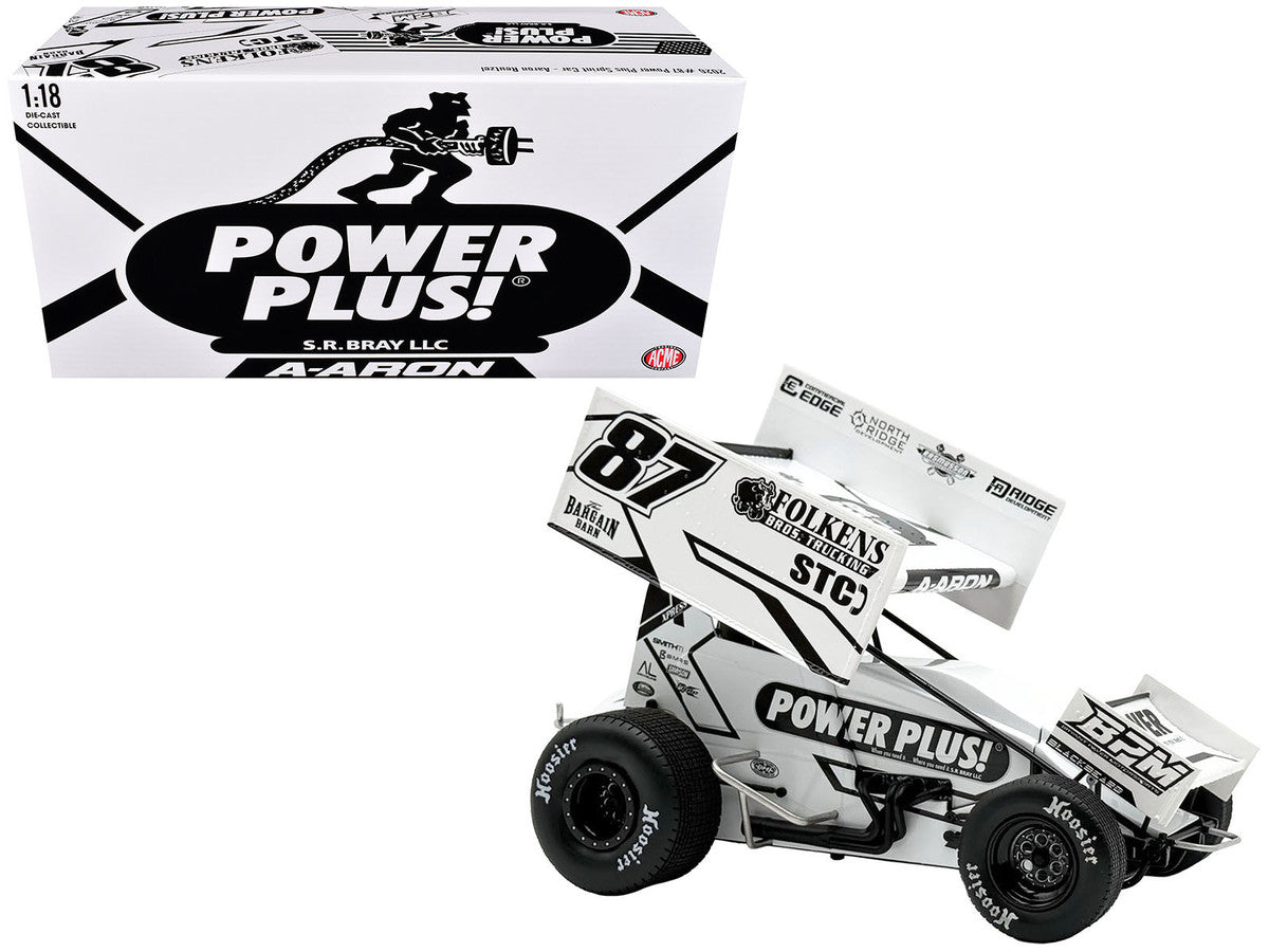 Winged Sprint Car #87 Aaron Reutzel "Power Plus" White (2026) 1/18 Diecast Model Car by ACME LuxuryLifeWay Online Store
