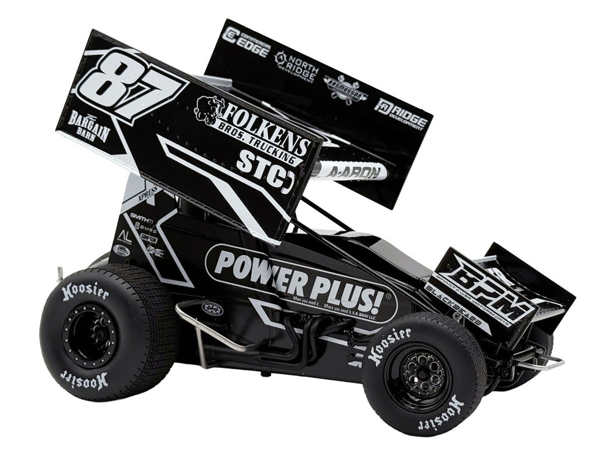 Winged Sprint Car #87 Aaron Reutzel "Power Plus" Black (2026) 1/18 Diecast Model Car by ACME LuxuryLifeWay Online Store