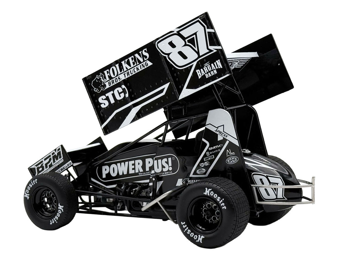 Winged Sprint Car #87 Aaron Reutzel "Power Plus" Black (2026) 1/18 Diecast Model Car by ACME LuxuryLifeWay Online Store