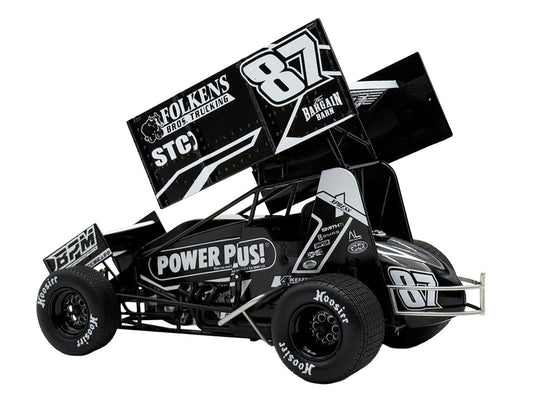 Winged Sprint Car #87 Aaron Reutzel "Power Plus" Black (2026) 1/18 Diecast Model Car by ACME LuxuryLifeWay Online Store