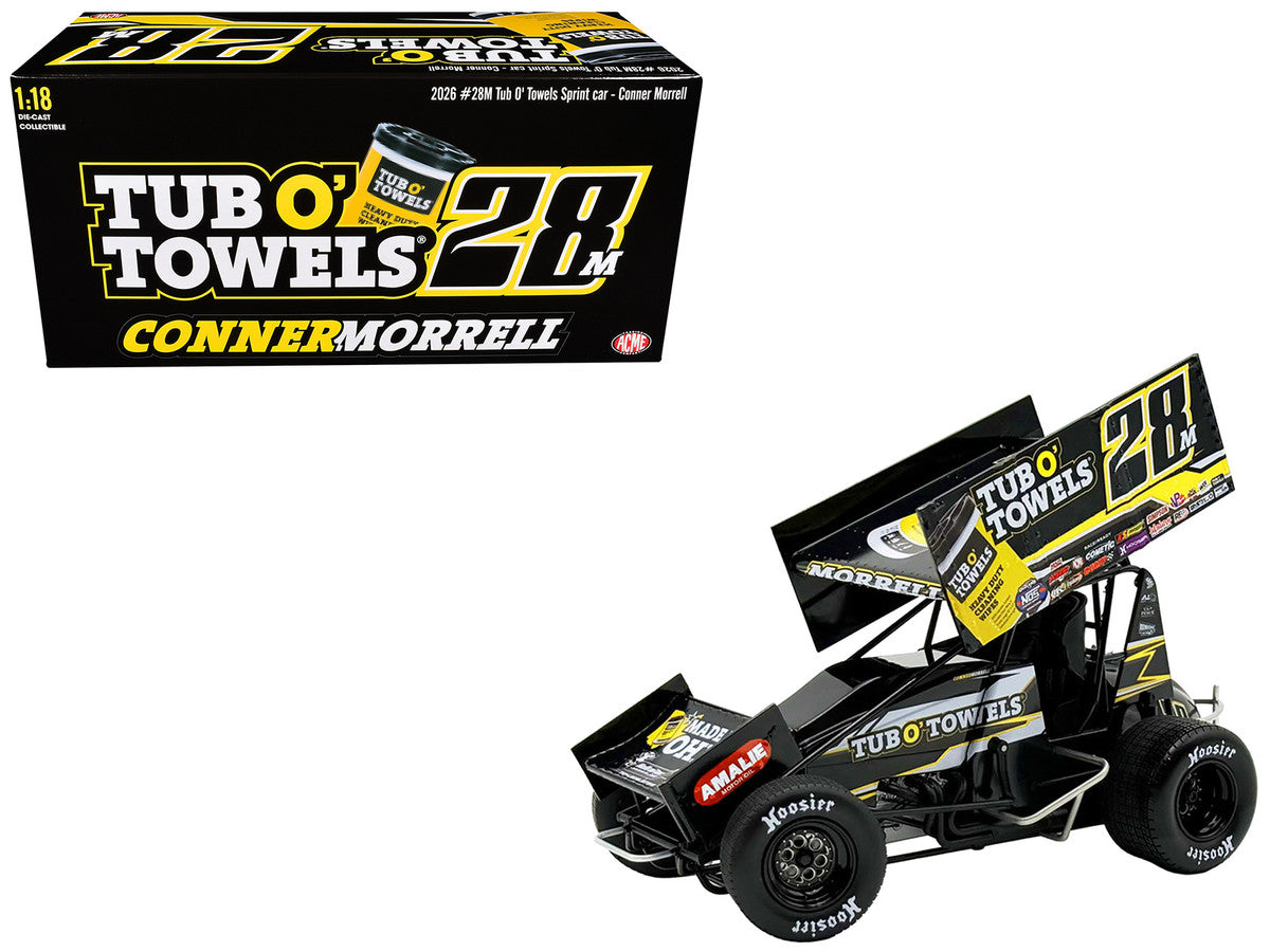 Winged Sprint Car #28M Conner Morrell "Tub O' Towels" (2026) 1/18 Diecast Model Car by ACME LuxuryLifeWay Online Store