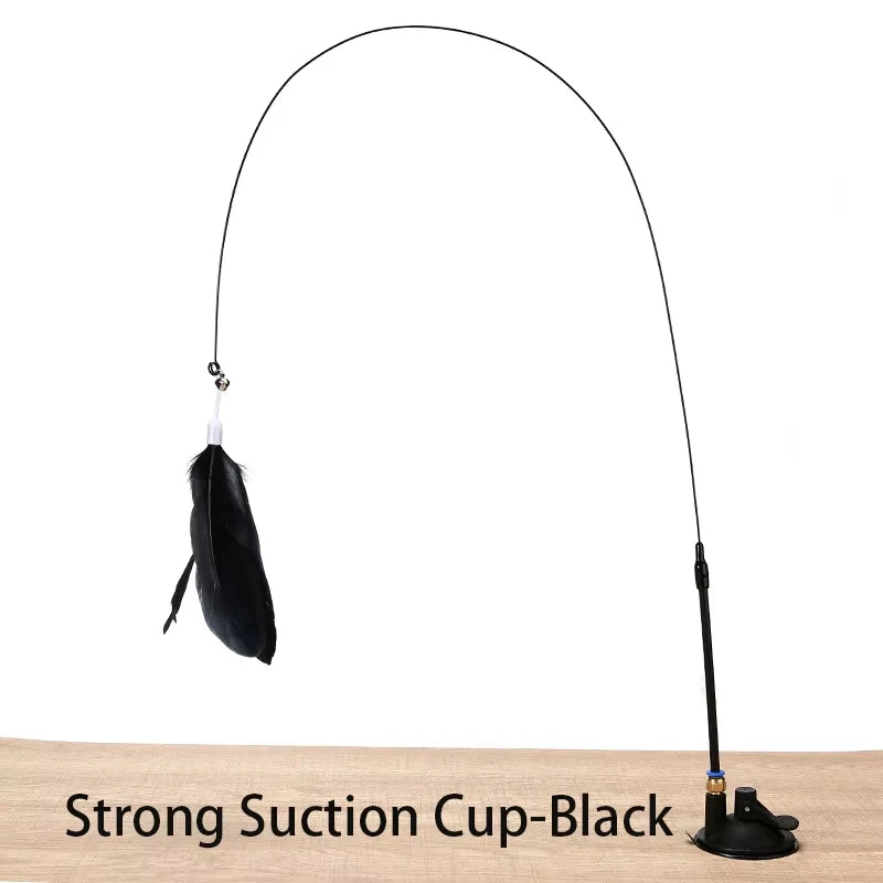 Interactive Cat Toy Handfree Cat Stick Playing Kitten Playing Teaser Wand Toy Suction Cup Bird/Feather Cat Wand Pet Supplies Pi-Mart