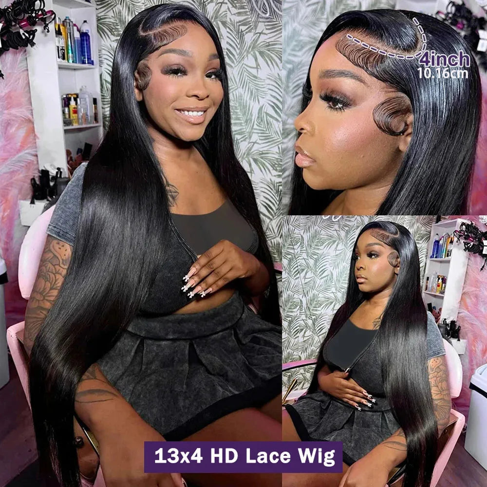 Straight Lace Front Wigs Human Hair 250% Density 13x4 Full Frontal Transparent HD Lace Wig Glueless Wigs 13x6 Lace Frontal Wigs LadyShow.Store