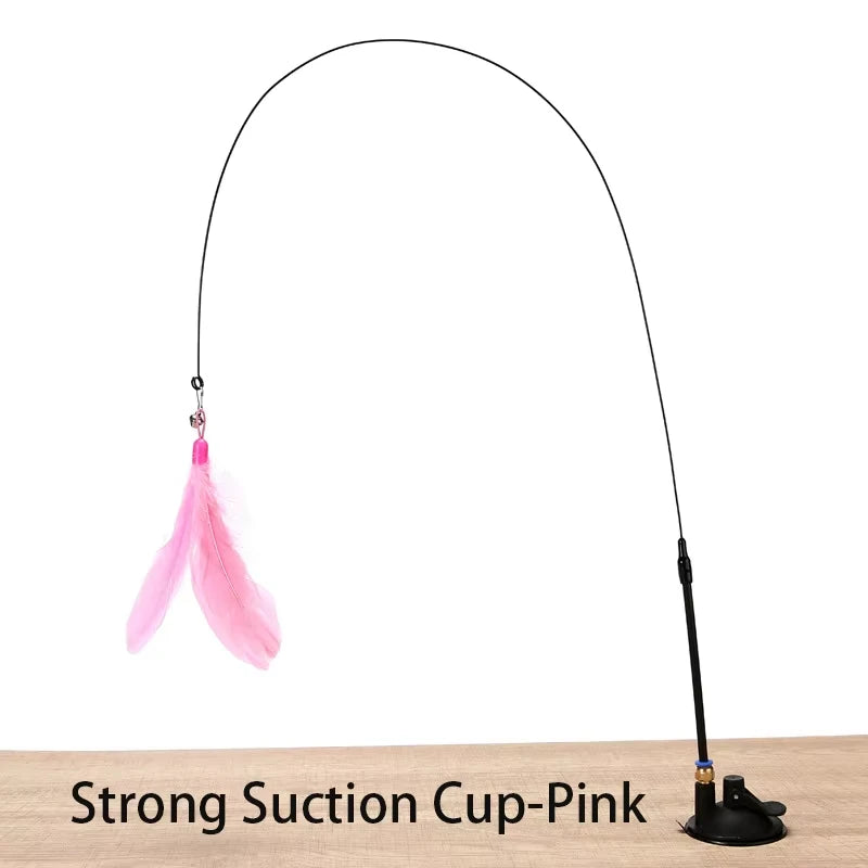 Interactive Cat Toy Handfree Cat Stick Playing Kitten Playing Teaser Wand Toy Suction Cup Bird/Feather Cat Wand Pet Supplies Pi-Mart