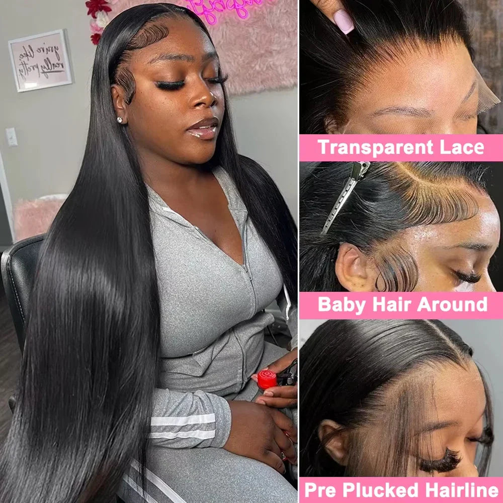 Straight Lace Front Wigs Human Hair 250% Density 13x4 Full Frontal Transparent HD Lace Wig Glueless Wigs 13x6 Lace Frontal Wigs LadyShow.Store