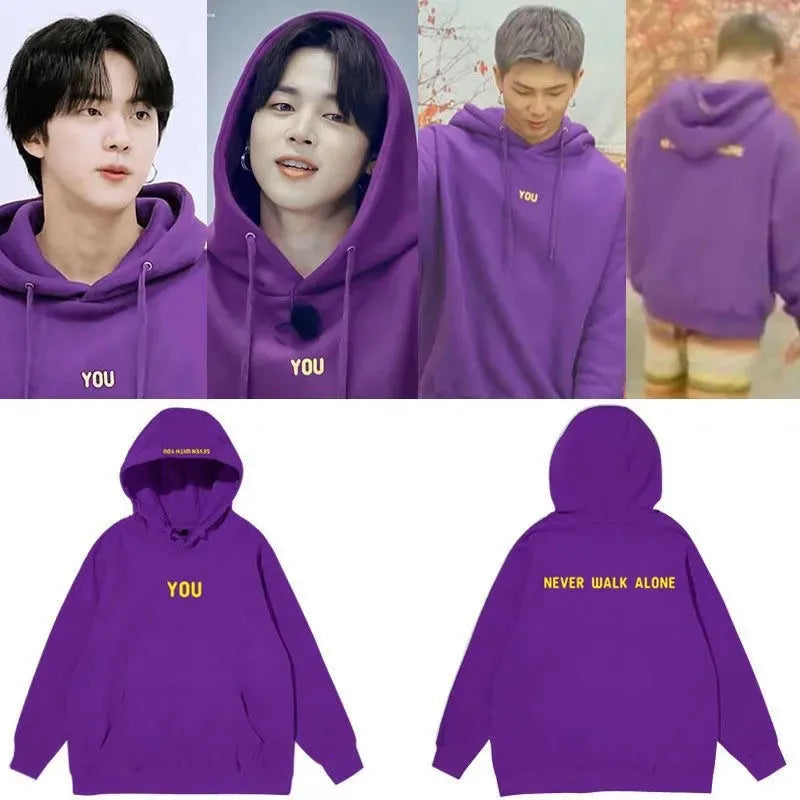 Kpop Original Hoodie Printed Seven With You 13 You Never Walk Alone Digital File Jimin Merch For Fans Card Purple Sweatshirt LadyShow.Store