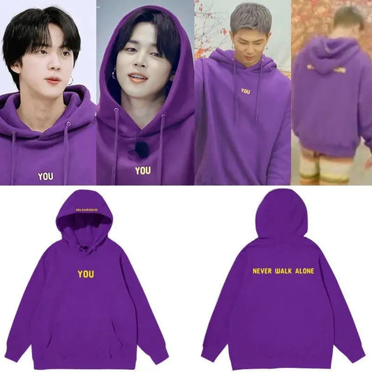 Kpop Original Hoodie Printed Seven With You 13 You Never Walk Alone Digital File Jimin Merch For Fans Card Purple Sweatshirt LadyShow.Store