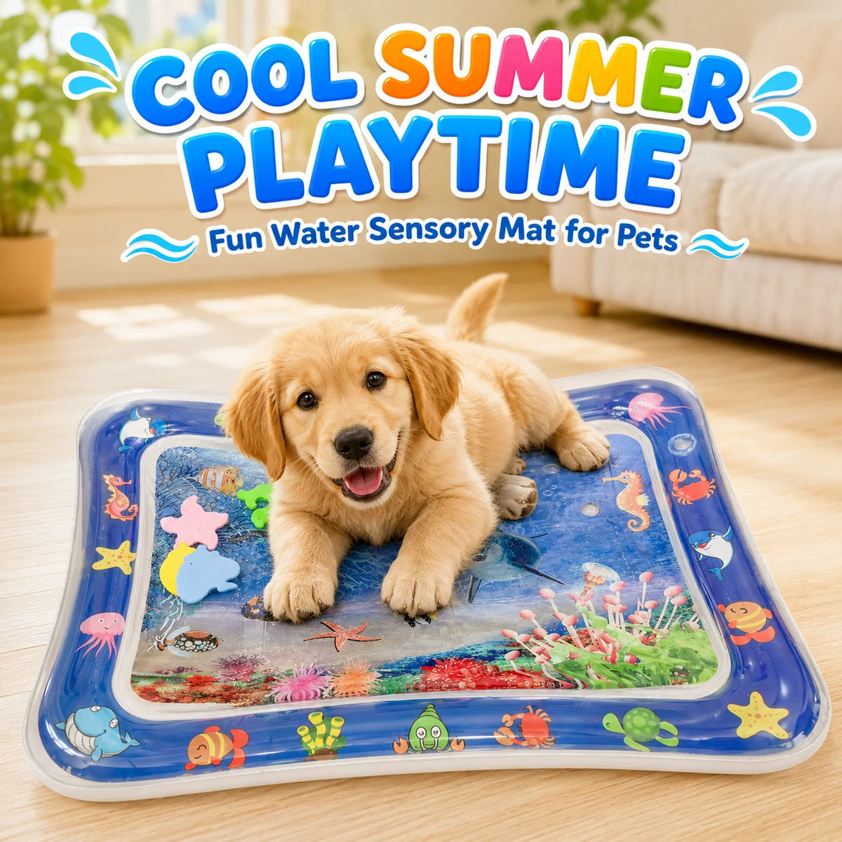 1PC Pet Water Play Mat Interactive Cat Toy Inflatable Sensory Splash Mat for Cats Dogs Indoor Enrichment Exercise Training Toy Pi-Mart