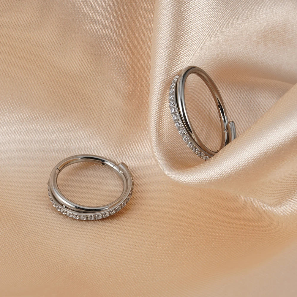 Right Grand Implant Grade Titanium Hinged Seamless Earrings Clicker Hoop Ring for Cartilage Helix Rook Septum Daith Tragus Conch Pi-Mart