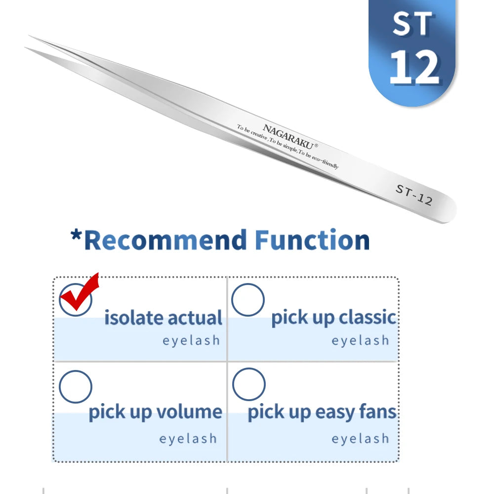 NAGARAKU Eyelash Extension Tweezers Makeup Stainless Steel Eyelash 3D accurate Clip Pi-Mart
