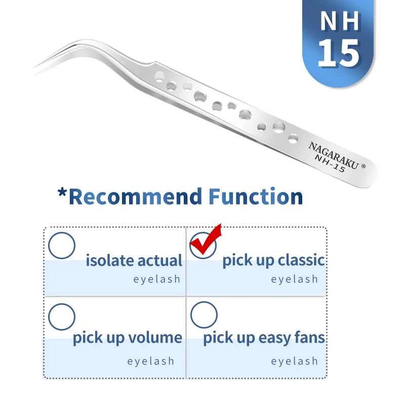NAGARAKU Eyelash Extension Tweezers Makeup Stainless Steel Eyelash 3D accurate Clip Pi-Mart
