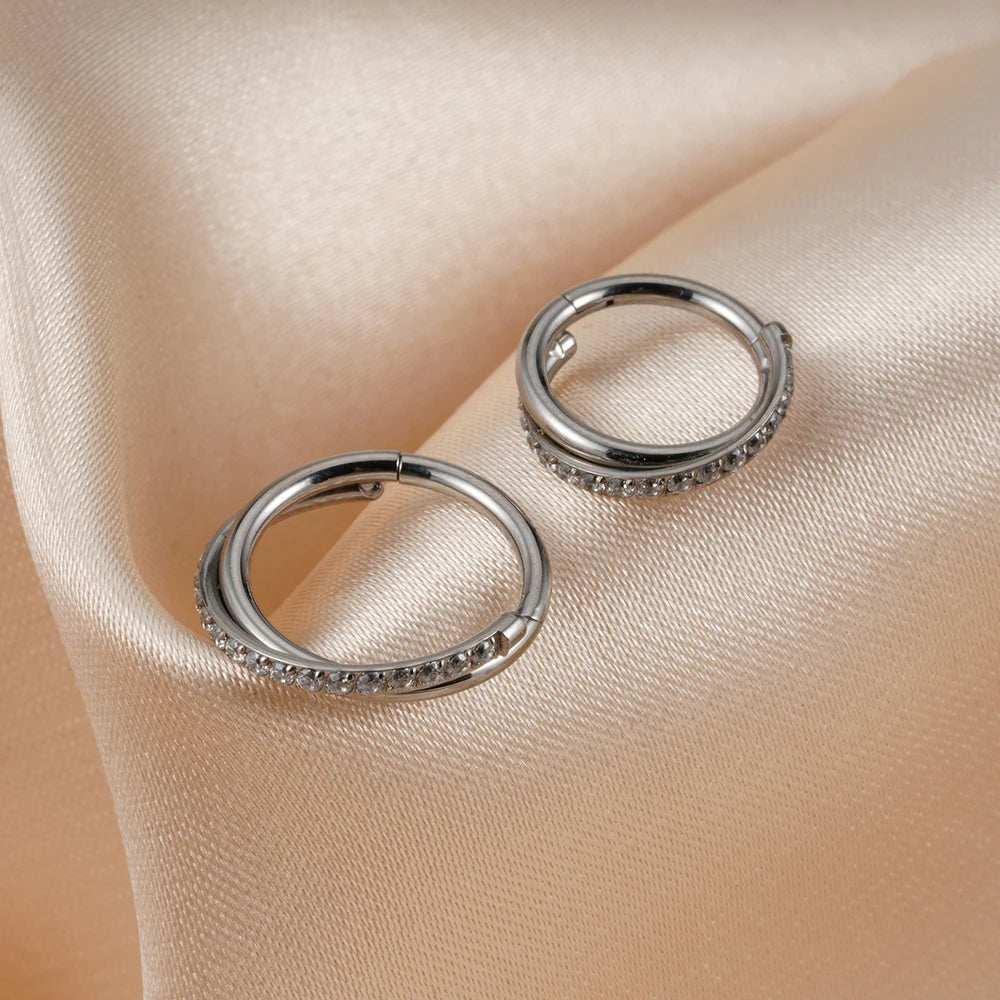 Right Grand Implant Grade Titanium Hinged Seamless Earrings Clicker Hoop Ring for Cartilage Helix Rook Septum Daith Tragus Conch Pi-Mart