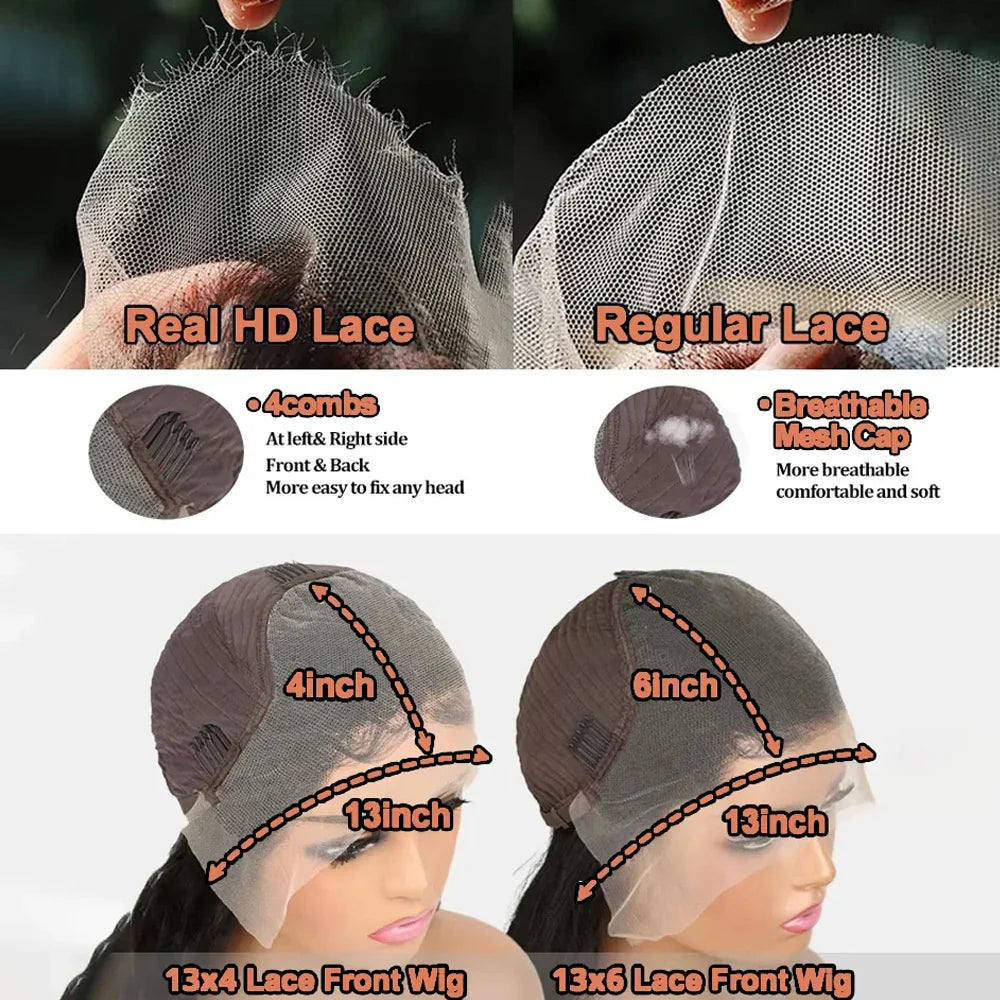 Straight Lace Front Wigs Human Hair 250% Density 13x4 Full Frontal Transparent HD Lace Wig Glueless Wigs 13x6 Lace Frontal Wigs LadyShow.Store